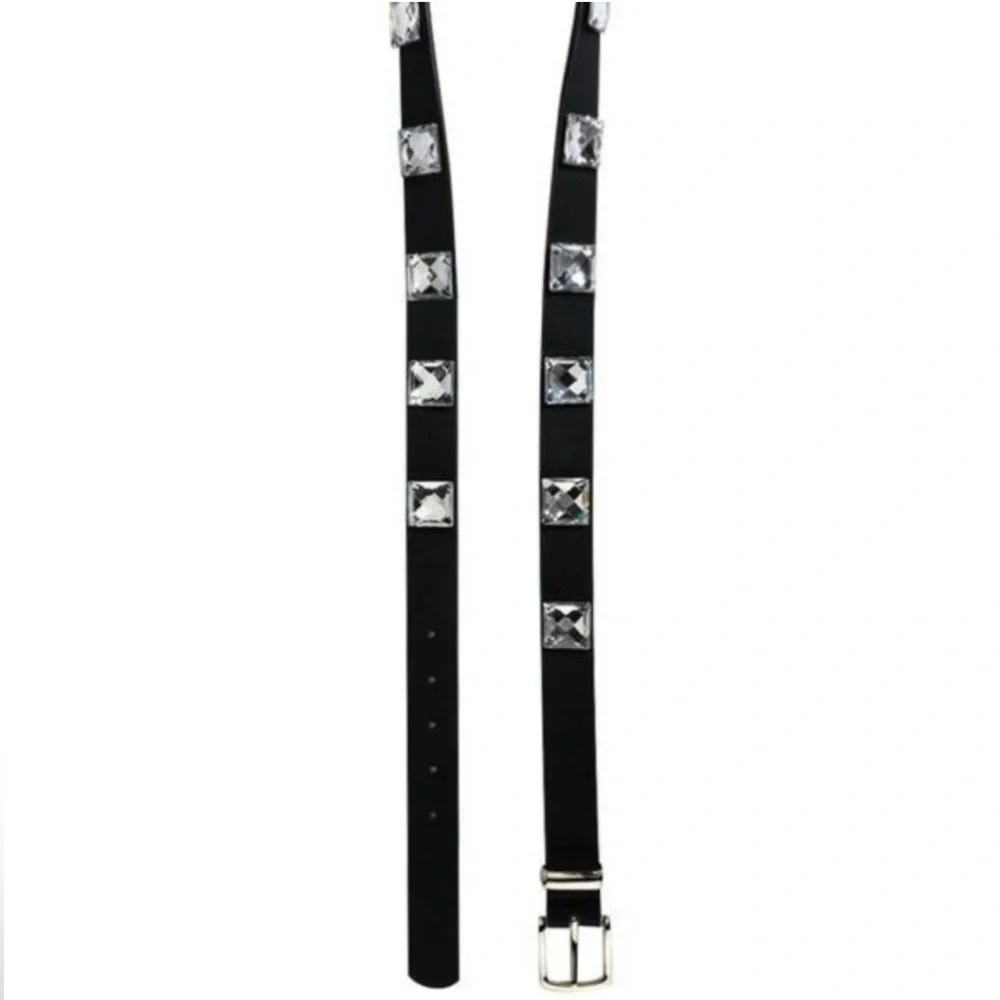 The Elaine Skinny: Black Diamond Bling Studded Belt